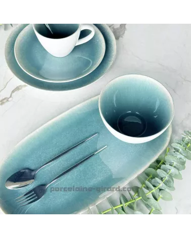 PLAT OVALE AMEL BLEU 40X19CM