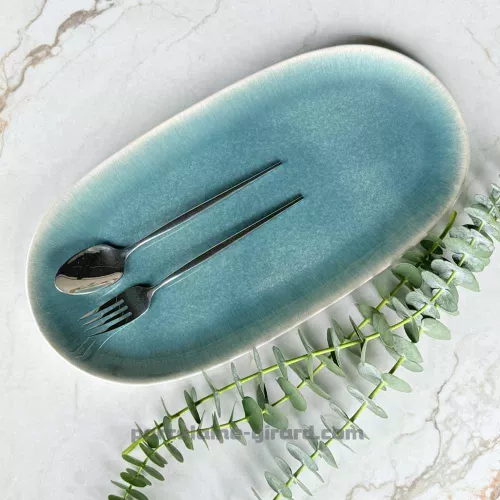 PLAT OVALE AMEL BLEU 40X19CM