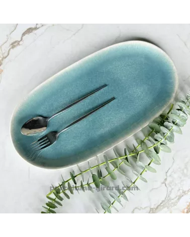 PLAT OVALE AMEL BLEU 40X19CM